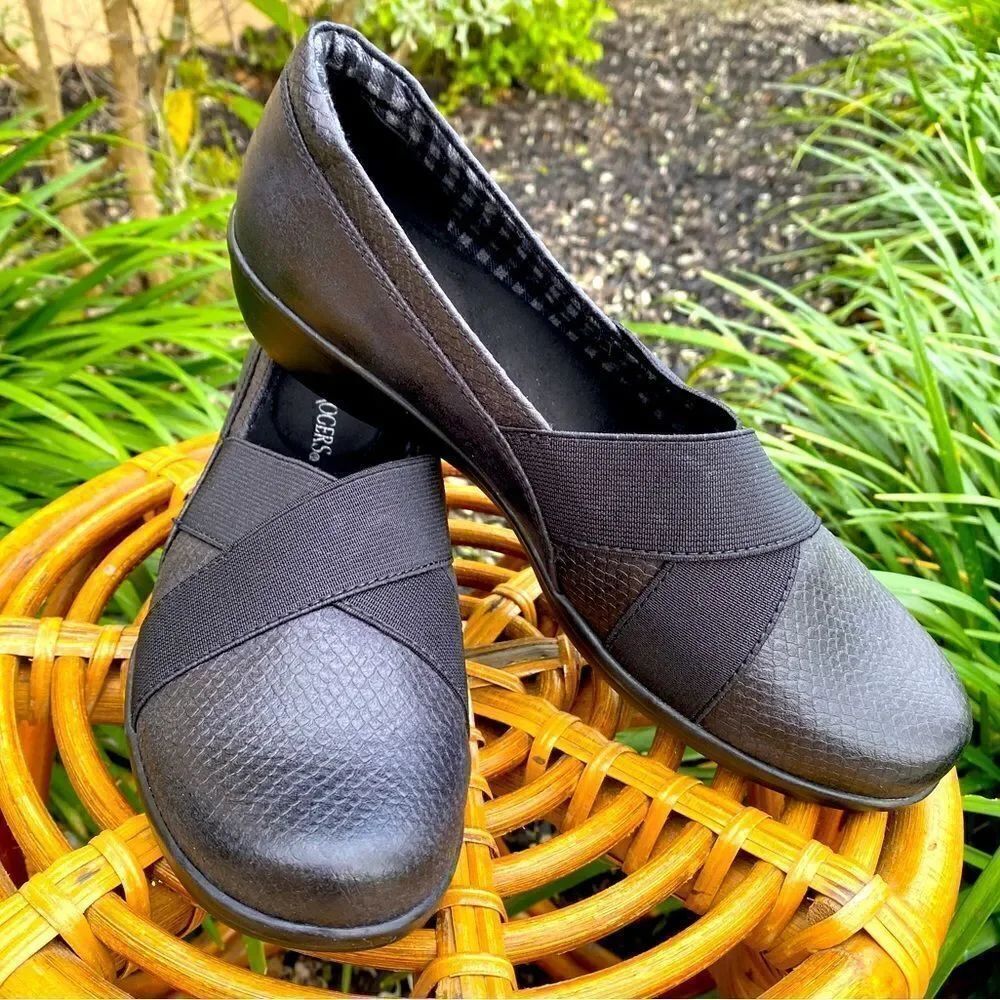 NEW KIM ROGERS DANNERY LACER CUT TEXTURED FAUX LEATHER SLIP ON LOAFERS BLACK 6